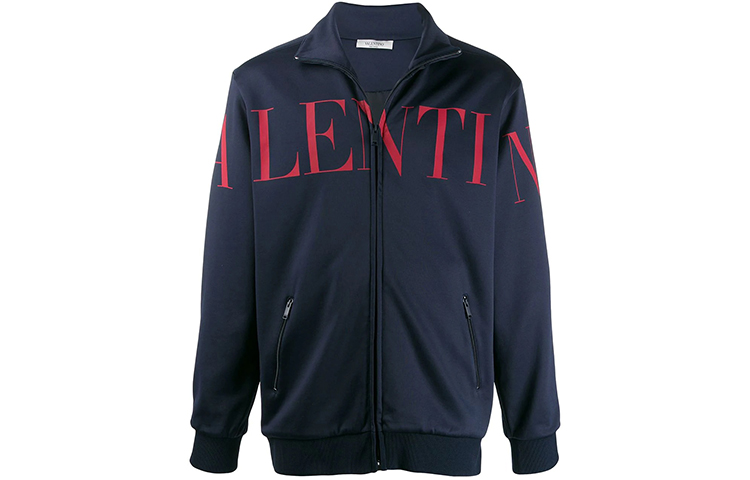 Valentino FW21 Logo Long Sleeve Track Jacket Blue - VMF07X5RSI52