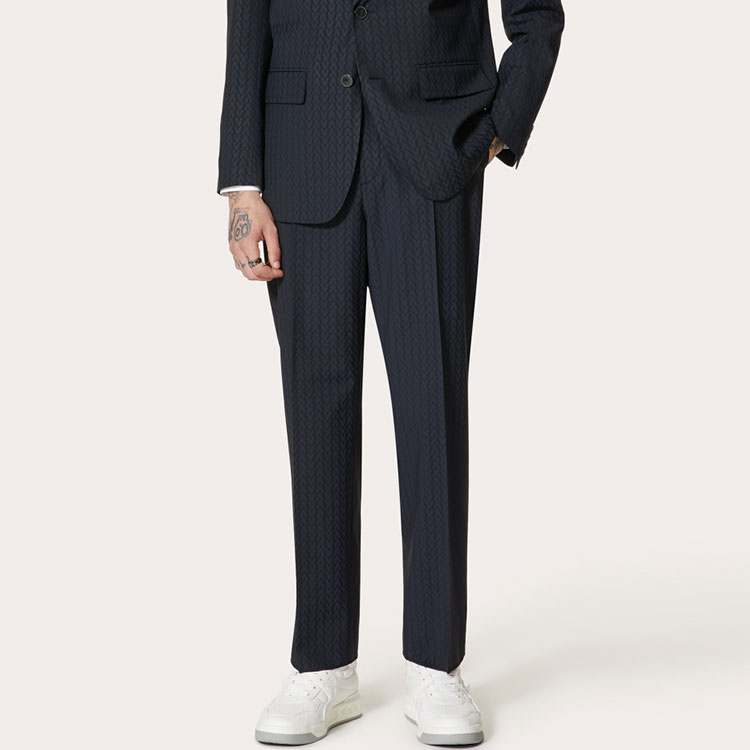 Lookbook Valentino FW21 徽標羊毛混紡休閒長褲 藍色 WV3RBG817H6T36