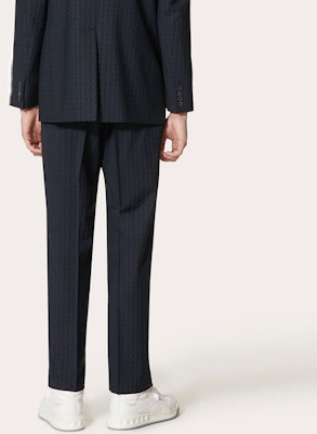 Valentino FW21 徽標羊毛混紡休閒長褲 藍色 WV3RBG817H6T36 Shop Valentino FW21 徽標羊毛混紡休閒長褲 藍色 WV3RBG817H6T36