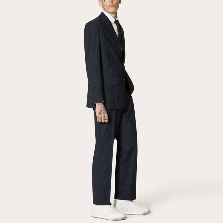 Purchase Valentino FW21 徽標羊毛混紡休閒長褲 藍色 WV3RBG817H6T36