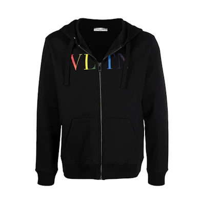 Valentino FW21 Logo Print Black Hoodie Long Sleeve Jacket VMF11I73B20T