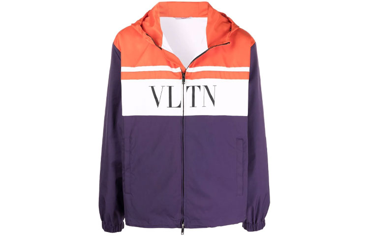 Valentino FW21 Logo Print Colorblocked Lightweight Jacket Purple VCI3697J3K25