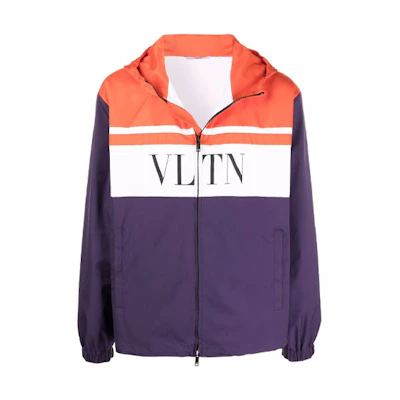Valentino FW21 Logo Print Colorblocked Lightweight Jacket Purple VCI3697J3K25