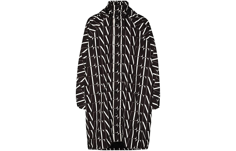 Valentino FW21 Logo Print Lightweight Hooded Jacket Black Menswear VCKC506QLONI