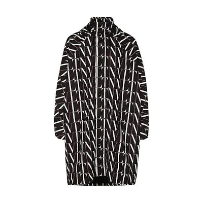 Valentino FW21 Logo Print Lightweight Hooded Jacket Black Menswear VCKC506QLONI