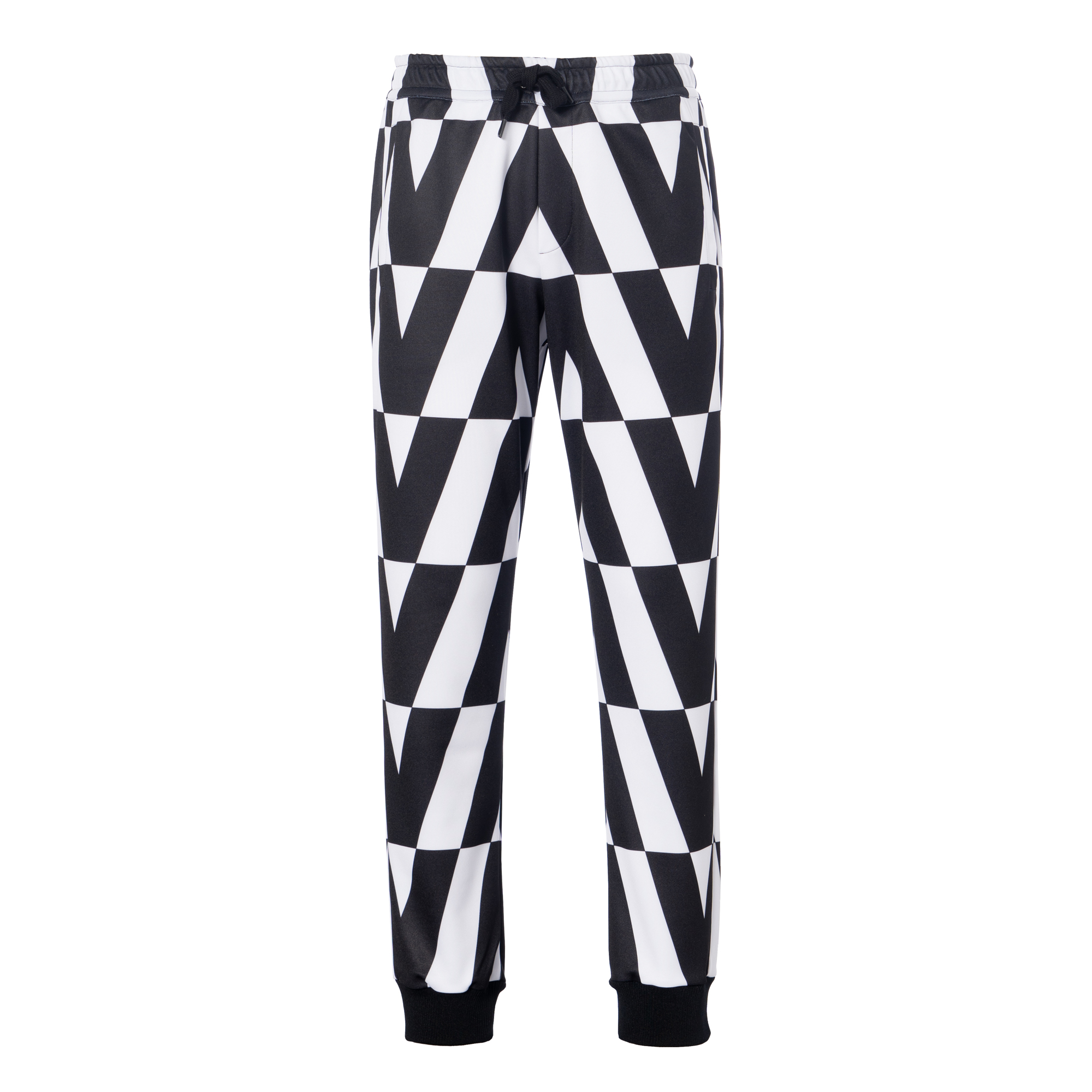 Valentino FW21 Logo Print Tech Cotton Sweatpants Black White Autumn Edition WV0MD03E7WUF62