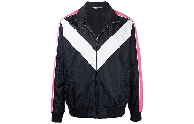 Valentino FW21 Logo Zip-Up Track Jacket Navy Blue VCII3480UAB4