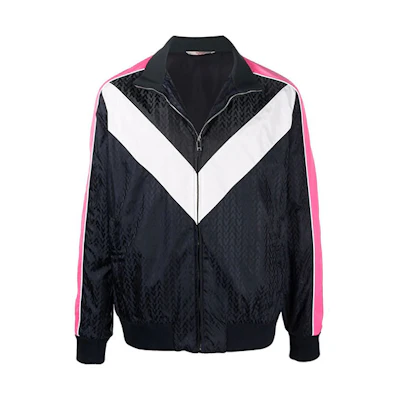 Valentino FW21 Logo Zip-Up Track Jacket Navy Blue VCII3480UAB4