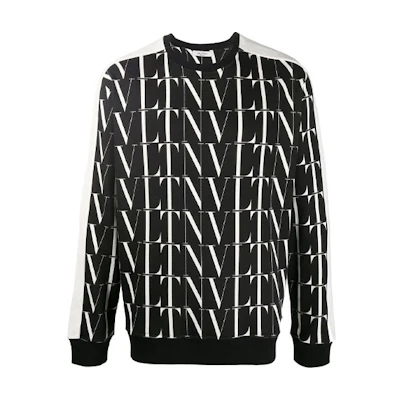 Valentino FW21 Monogram Print Crewneck Pullover Sweatshirt Black VMF15M6LF0NI