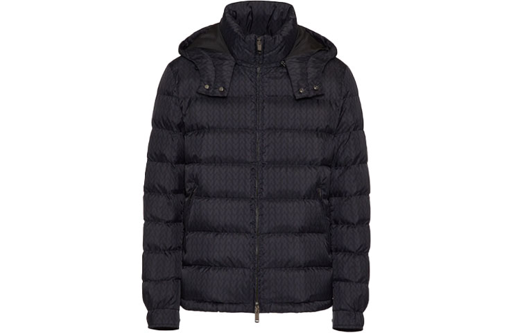 Order ヴァレンティノ FW21 ネイビー オールオーバーロゴ フード ダウンジャケット 冬用 WV3CNA317KPC75