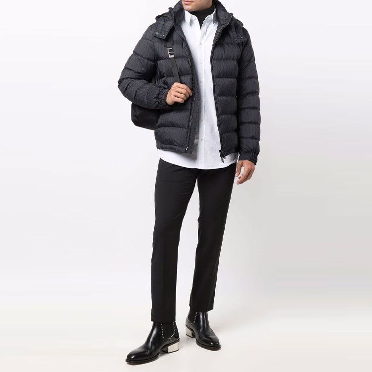 Purchase ヴァレンティノ FW21 ネイビー オールオーバーロゴ フード ダウンジャケット 冬用 WV3CNA317KPC75