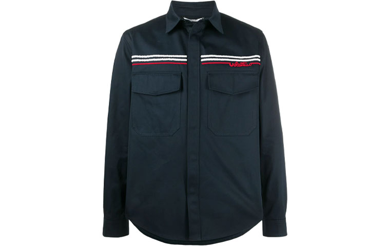Valentino FW21 Navy Blue Shirt-Style Long Sleeve Jacket VCID405UU598