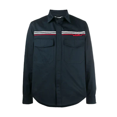 Valentino FW21 Navy Blue Shirt-Style Long Sleeve Jacket VCID405UU598