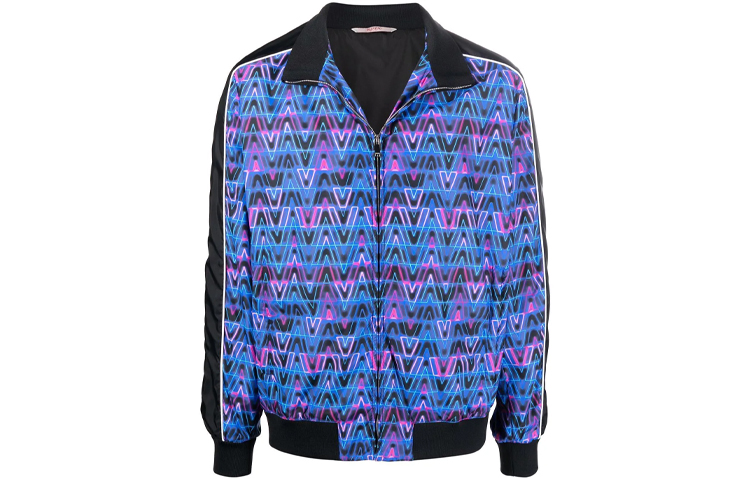 Valentino FW21 Printed Blue Sports Long Sleeve Jacket for Men VCIK9080GAC0
