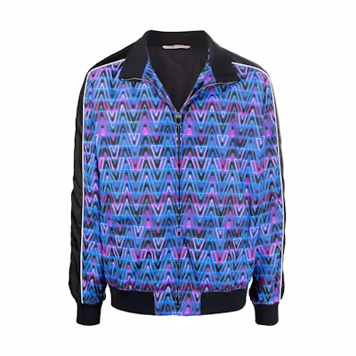 Valentino FW21 Printed Blue Sports Long Sleeve Jacket for Men VCIK9080GAC0