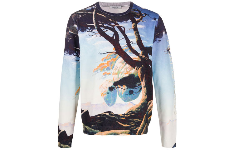 Valentino FW21 Printed Pullover Hoodie Floral Multicolor VKC08N6AN