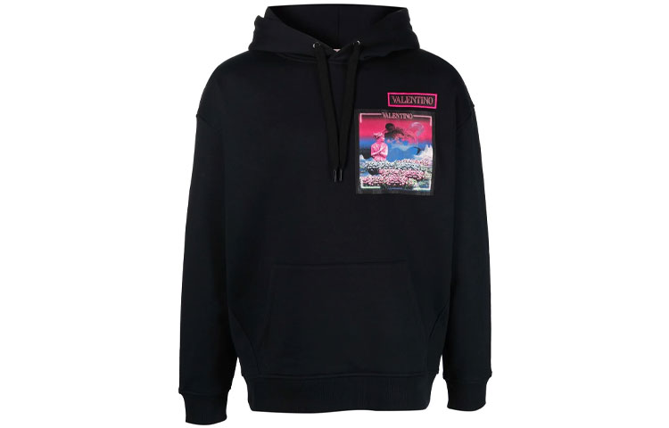 Valentino FW21 Printed Pullover Sweatshirt Black VMF21M8620NO