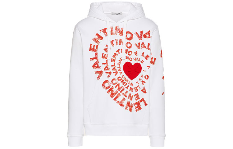 Valentino FW21 Qixi Festival Heart Print Hoodie White Limited Edition WV3MF19S7NVA33