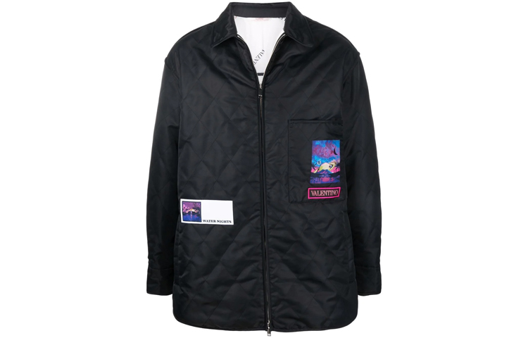 Valentino FW21 Quilted Shirt Jacket Black VCLH3680Y0NO