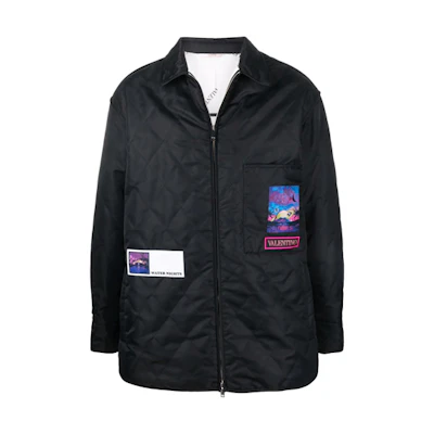 Valentino FW21 Quilted Shirt Jacket Black VCLH3680Y0NO
