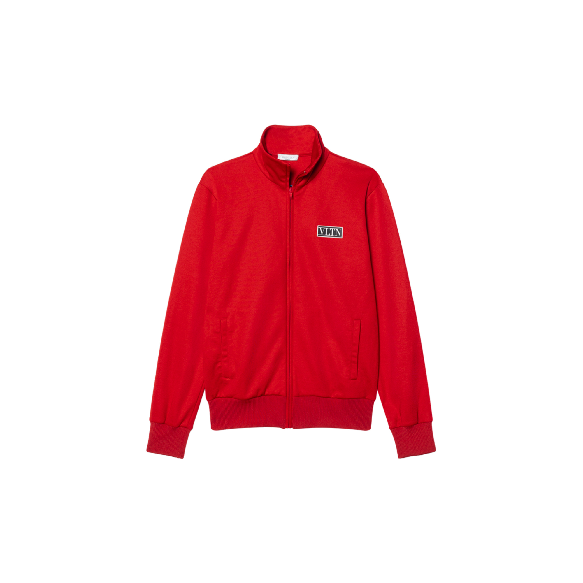 Valentino FW21 Red Tech Cotton Zip-Up High Neck Sweatshirt Jacket Men WV3MF19Q7ML157