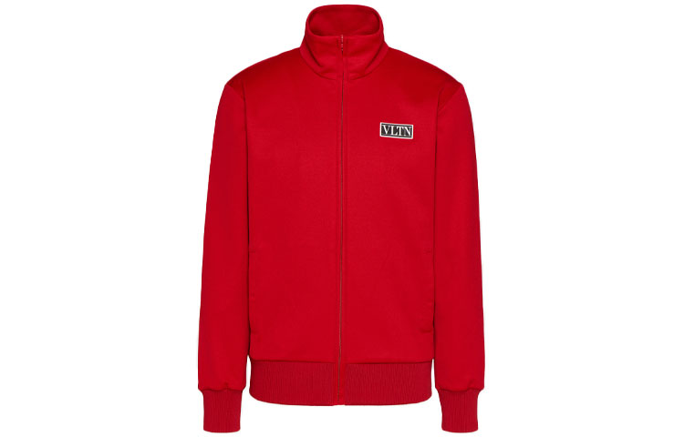 Order Valentino FW21 Merah Tech Cotton Sweatshirt Zip-Up Leher Tinggi Lelaki WV3MF19Q7ML157