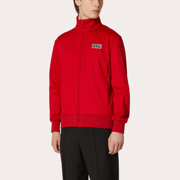 Lookbook Valentino FW21 Merah Tech Cotton Sweatshirt Zip-Up Leher Tinggi Lelaki WV3MF19Q7ML157