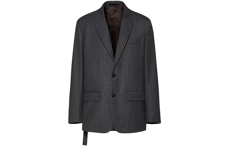 Valentino FW21 Single-Breasted Tie-Detail Blazer Jacket Men’s Dark Grey UV0CEB806R870R