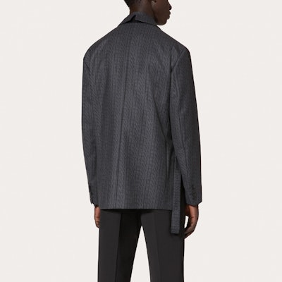 Valentino FW21 Jaket Blazer Lelaki Kelabu Gelap dengan Butiran Tali. UV0CEB806R870R Purchase Valentino FW21 Jaket Blazer Lelaki Kelabu Gelap dengan Butiran Tali. UV0CEB806R870R