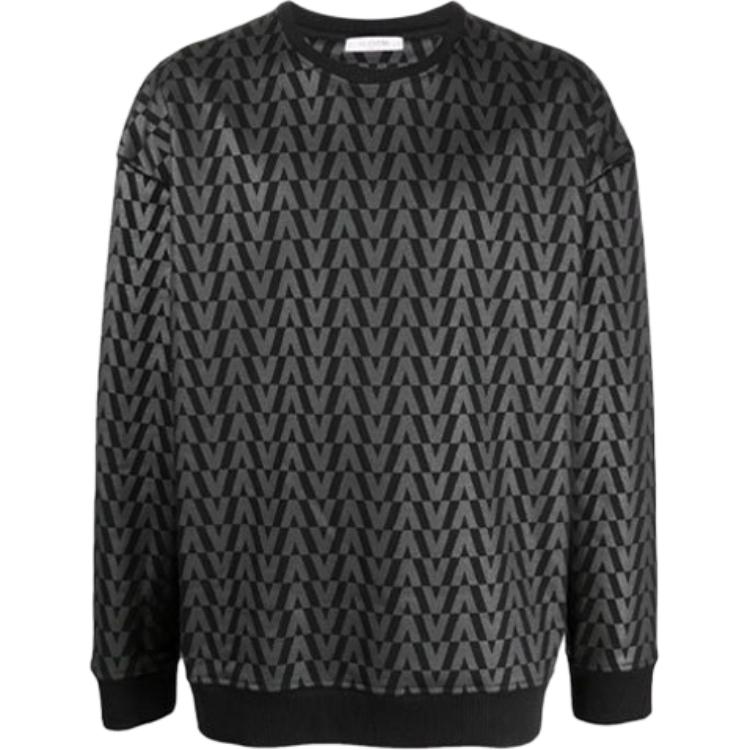 Valentino FW21 V-Logo Cotton Sweatshirt Black VMF18X7SVN01