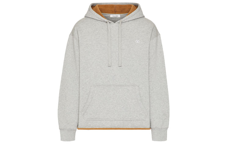 Order Valentino FW21 VLogo标志男士灰色棉质连帽衫。 WV3MF19D7M0DZ8