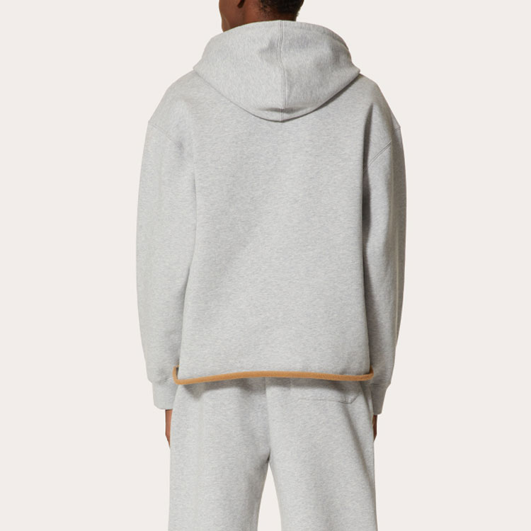 Shop Valentino FW21 VLogo标志男士灰色棉质连帽衫。 WV3MF19D7M0DZ8