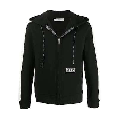 Valentino FW21 VLTN Appliqué Zip-Up Sweatshirt Jacket Men’s Black VMF15I6L00NO