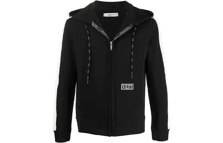 Order Valentino FW21 VLTN Jaket Sweatshirt Zip-Up Lelaki Hitam. VMF15I6L00NO