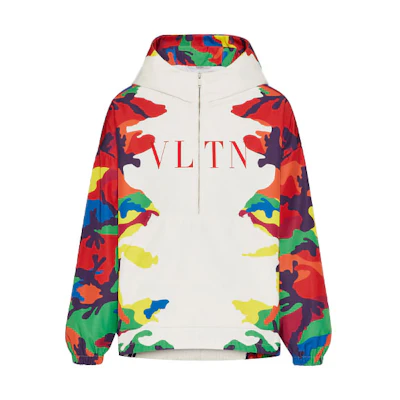Valentino FW21 White Camouflage Nylon Zip-Up Sweatshirt Men’s WV3CJF907JPC40