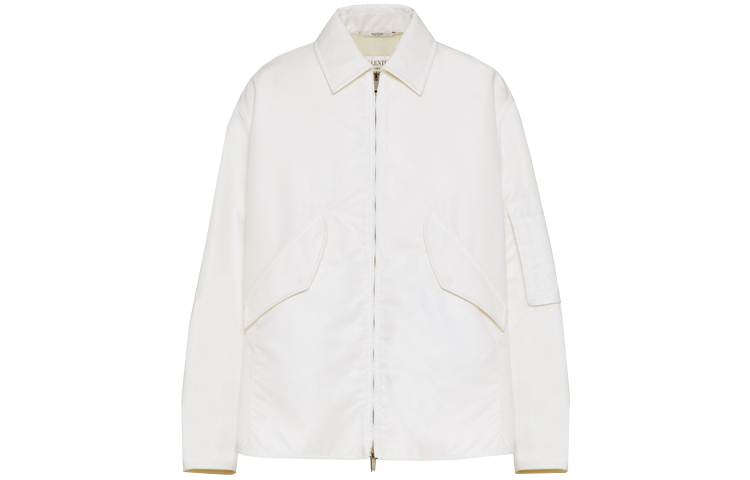 Valentino FW21 White Solid Zip-Up Jacket WV0CJG857U9A03