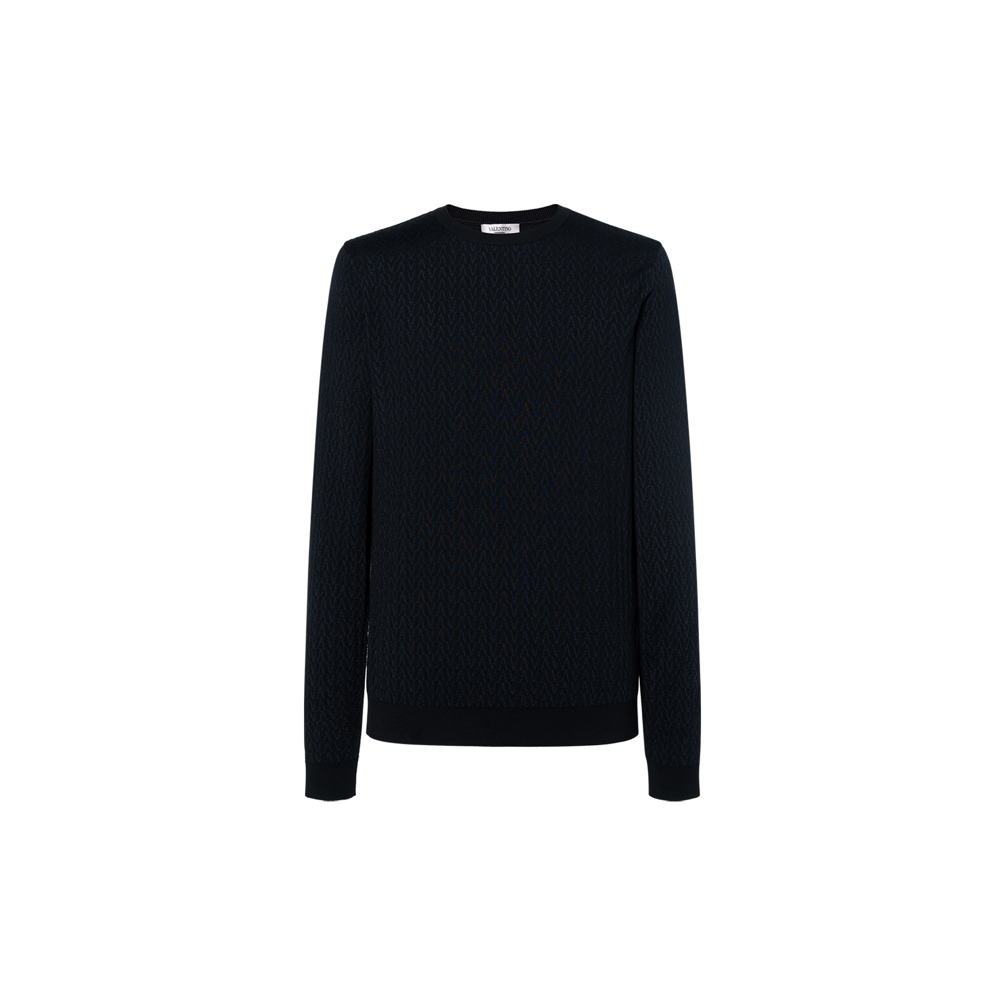 Valentino FW21 Wool Blend Pullover Sweater Blue Black WV3KC16C7JWN1Y