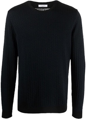 Valentino FW21 羊毛混紡藍黑色圓領毛衣 WV3KC16C7JWN1Y Order Valentino FW21 羊毛混紡藍黑色圓領毛衣 WV3KC16C7JWN1Y