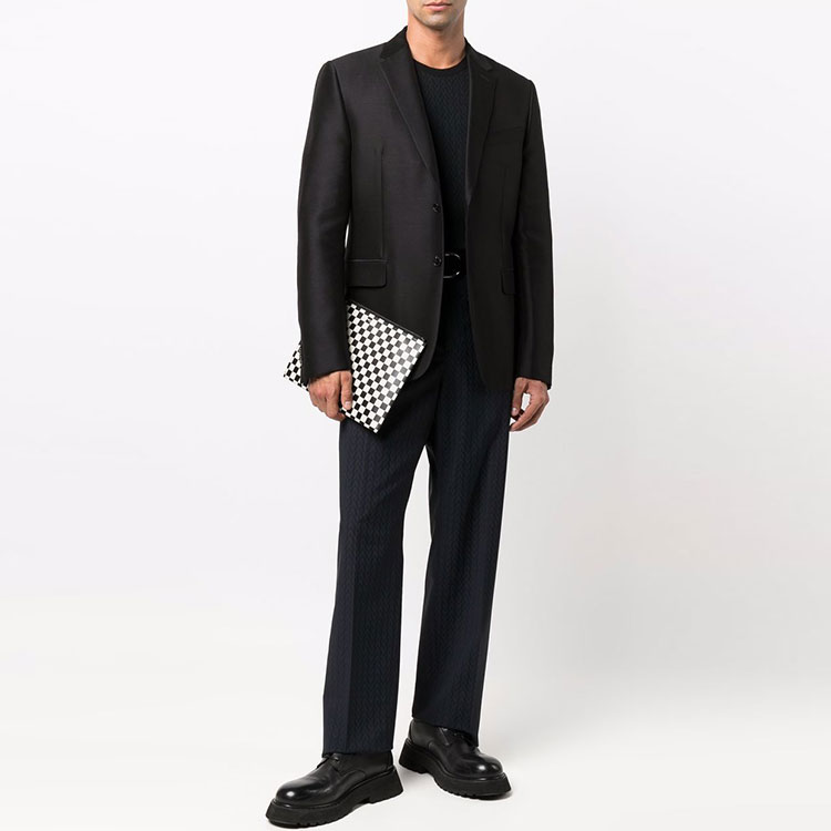 Lookbook Valentino FW21 羊毛混紡藍黑色圓領毛衣 WV3KC16C7JWN1Y