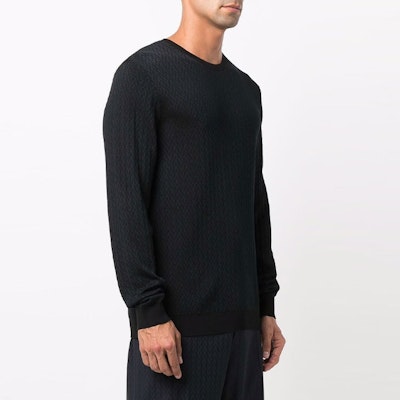 Valentino FW21 羊毛混紡藍黑色圓領毛衣 WV3KC16C7JWN1Y Shop Valentino FW21 羊毛混紡藍黑色圓領毛衣 WV3KC16C7JWN1Y