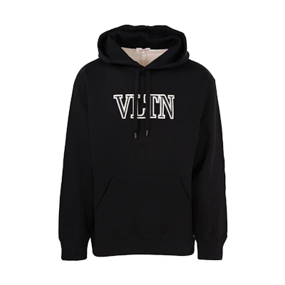 Valentino FW22 Black Hoodie with Logo Embroidery. 1V3MF23C8Q30NA