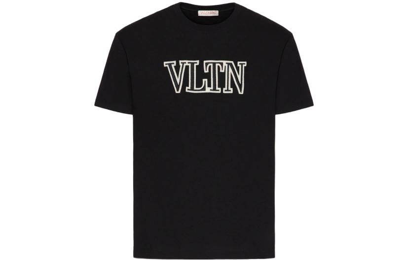 Valentino FW22  Black Letter Logo Print Crewneck T-Shirt. 1V3MG10V8RB0NO