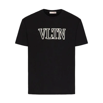 Valentino FW22 Black Letter Logo Print Crewneck T-Shirt. 1V3MG10V8RB0NO