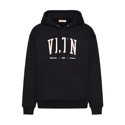 Valentino FW22 Black Logo Printed Hoodie. 2V3MF15P96TTTL