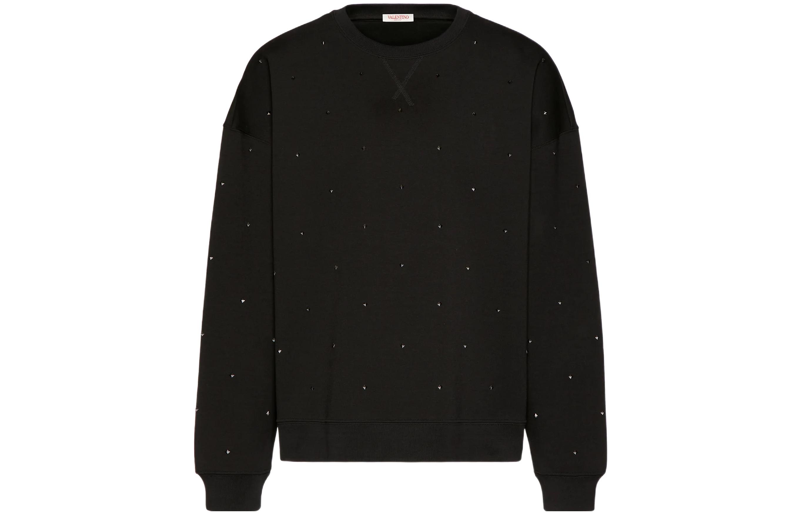 Valentino FW22  Black Long-Sleeve Sweatshirt with Studded Detailing. 1V3MF23Q8Q10NO