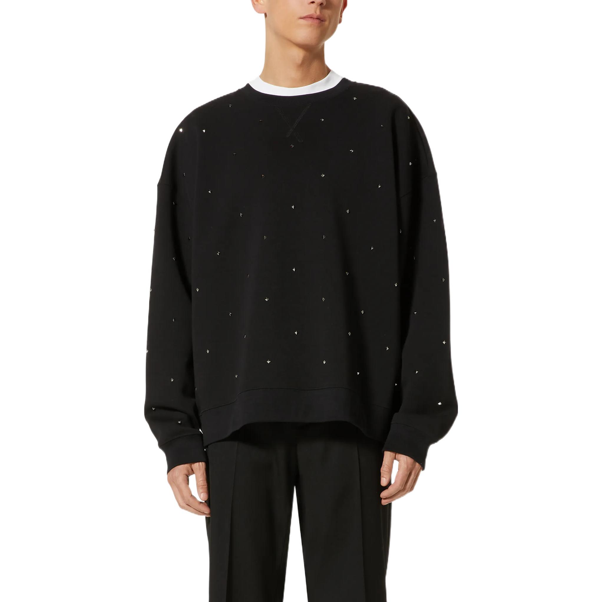Lookbook Valentino FW22 黑色長袖釘飾運動衫 1V3MF23Q8Q10NO