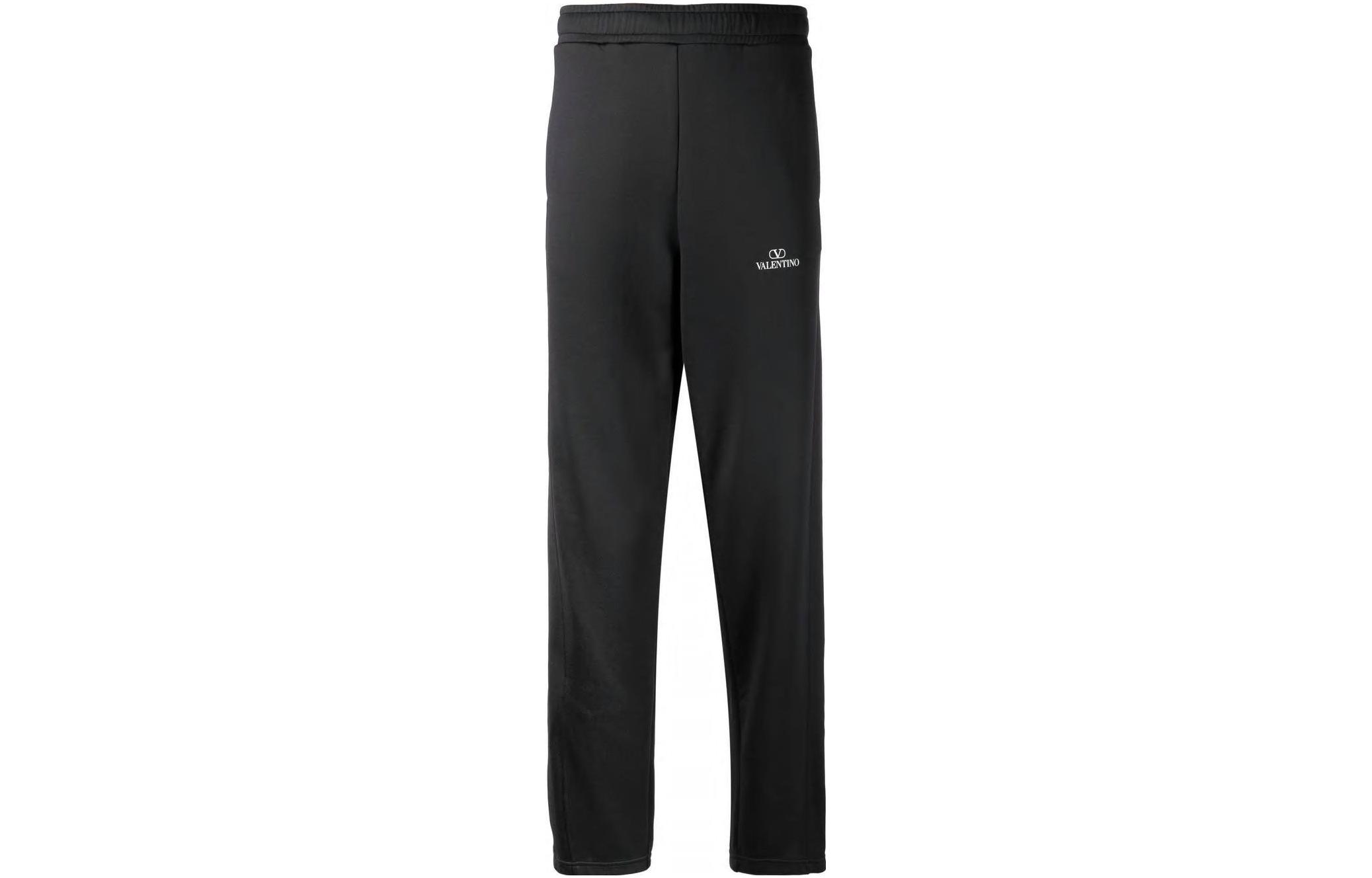 Valentino FW22  Black Straight-Leg Pants with Logo & Side Buttons. 1V3MD03N8LL0NI