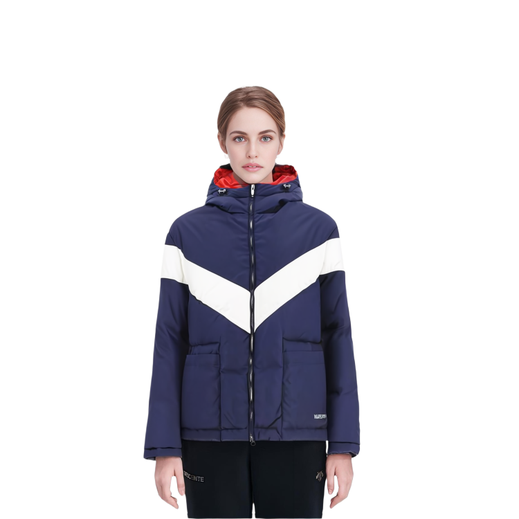 Shop Valentino FW22 Chaqueta con Capucha Acolchada Colorblock con Cremallera. 1V3CNB858PSED3