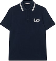 Valentino FW22 Embroidered Logo Short Sleeve Polo Shirt Navy Blue 1V3MH01N8PG598 Valentino FW22 Embroidered Logo Short Sleeve Polo Shirt Navy Blue 1V3MH01N8PG598