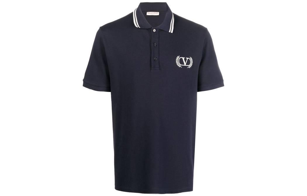 Order 발렌티노 FW22 자수 로고 반팔 폴로 셔츠 네이비 블루 1V3MH01N8PG598